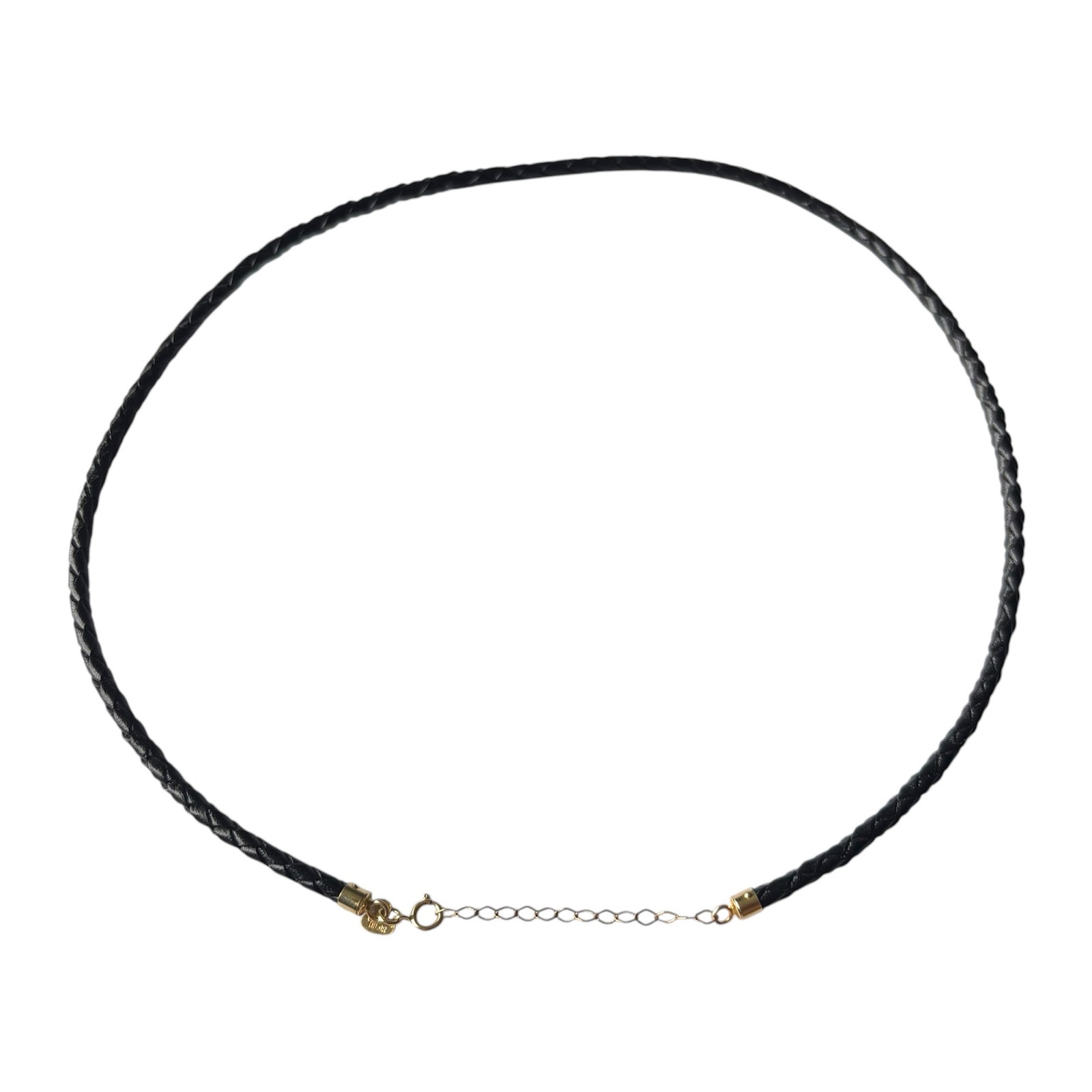 Milor 14k Clasp Genuine Black Leather Necklace - 17" Vintage - Italy